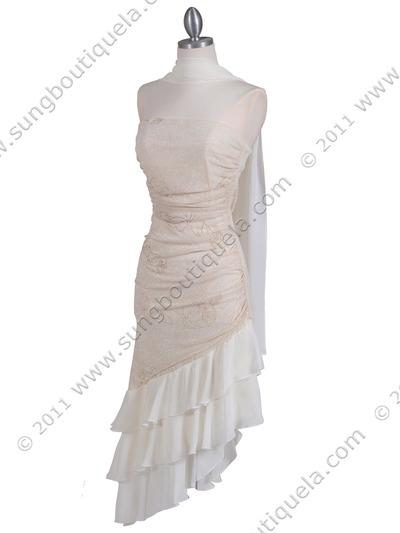 027 Ivory Strapless Glitter Party Dress - Ivory, Alt View Medium