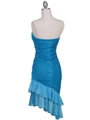 027 Turquoise Strapless Glitter Party Dress - Turquoise, Back View Thumbnail