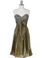 041 Green Pleated Sequin Cocktail Dress - Green, Front View Thumbnail