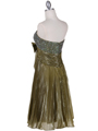 041 Green Pleated Sequin Cocktail Dress - Green, Back View Thumbnail