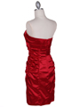045 Red Strapless Satin Cocktail Dress - Red, Back View Thumbnail
