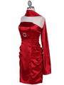 045 Red Strapless Satin Cocktail Dress - Red, Alt View Thumbnail