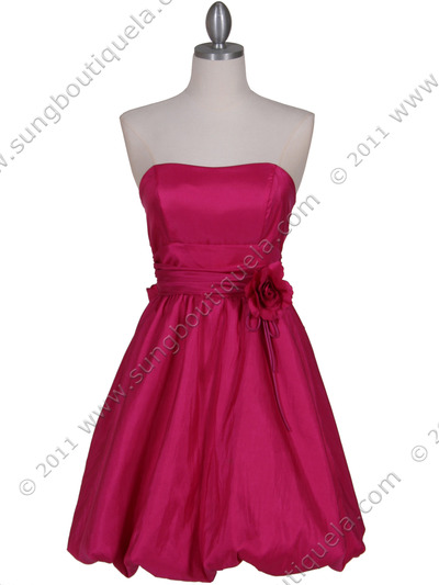 056 Fuschia Bubble Cocktail Dress - Fuschia, Front View Medium