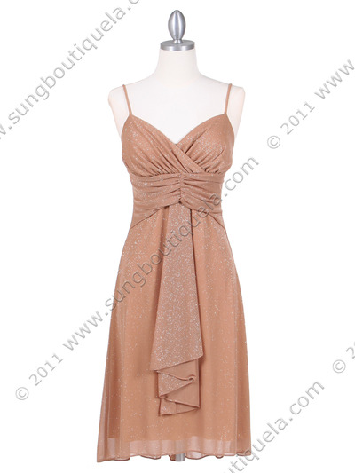 059 Gold Glitter Party Dress - Gold, Front View Medium