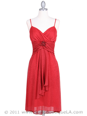 059 Red Glitter Party Dress, Red