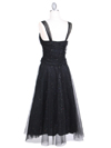 063 Black Glitter Tea Length Dress - Black, Back View Thumbnail