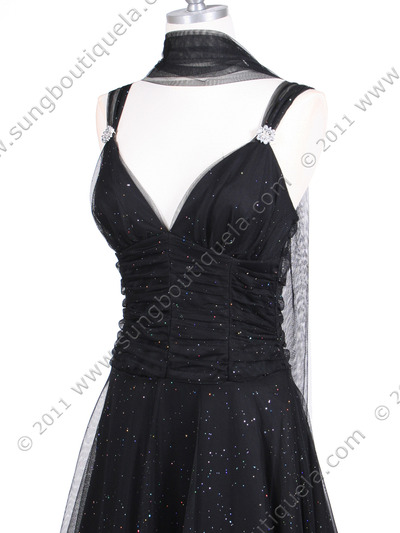 063 Black Glitter Tea Length Dress - Black, Alt View Medium