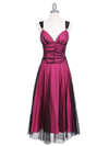 063 Black/Fuschia Glitter Tea Length Dress - Black Fuschia, Front View Thumbnail
