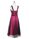 063 Black/Fuschia Glitter Tea Length Dress - Black Fuschia, Back View Thumbnail