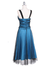 063 Black/Turquoise Glitter Tea Length Dress - Black Turquoise, Back View Thumbnail