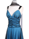 063 Black/Turquoise Glitter Tea Length Dress - Black Turquoise, Alt View Thumbnail