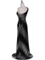 066 Silver Black Sequin Evening Dress - Silver, Back View Thumbnail