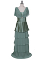 067 Sage Tier Evening Dress - Sage, Front View Thumbnail