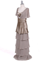 067 Taupe Tier Evening Dress - Taupe, Alt View Thumbnail