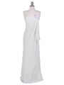 070 Ivory Chiffon Wrap Dress - Ivory, Front View Thumbnail
