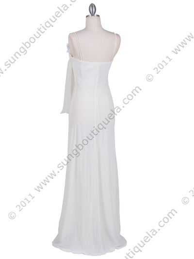 070 Ivory Chiffon Wrap Dress - Ivory, Back View Medium