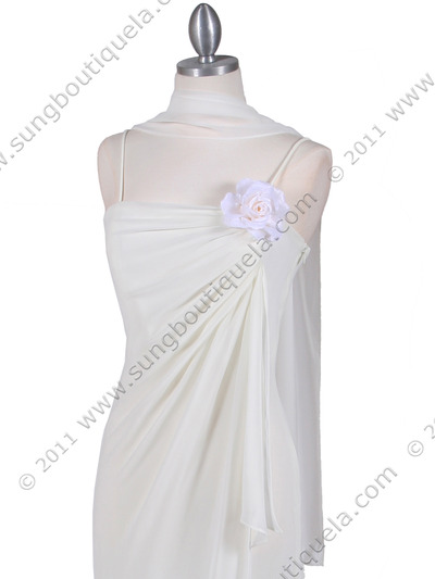 070 Ivory Chiffon Wrap Dress - Ivory, Alt View Medium