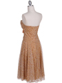 072 Gold Printed Tea Length Dress - Gold, Back View Thumbnail