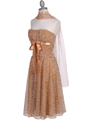 072 Gold Printed Tea Length Dress - Gold, Alt View Thumbnail