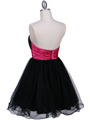 077 Black Fuschia Strapless Cocktail Dress - Black Fuschia, Back View Thumbnail