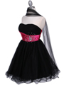 077 Black Fuschia Strapless Cocktail Dress - Black Fuschia, Alt View Thumbnail