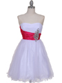 077 White Fuschia Strapless Cocktail Dress - White Fuschia, Front View Thumbnail