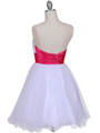 077 White Fuschia Strapless Cocktail Dress - White Fuschia, Back View Thumbnail