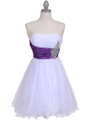 077 White Purple Strapless Cocktail Dress - White Purple, Front View Thumbnail