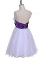 077 White Purple Strapless Cocktail Dress - White Purple, Back View Thumbnail