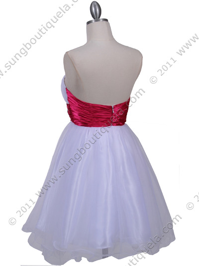 077a White Fuschia Strapless Cocktail Dress - White Fuschia, Back View Medium