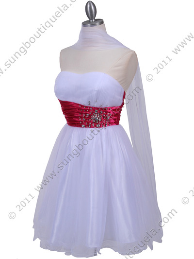 077a White Fuschia Strapless Cocktail Dress - White Fuschia, Alt View Medium