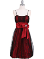 082 Black Red Cocktail Bubble Dress - Black Red, Front View Thumbnail