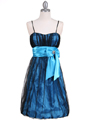 082 Black Turquoise Cocktail Bubble Dress - Black Turquoise, Front View Thumbnail