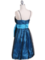 082 Black Turquoise Cocktail Bubble Dress - Black Turquoise, Back View Thumbnail