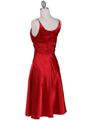 083 Red Charmeuse Cocktail Dress with Rhinestone Pin - Red, Back View Thumbnail