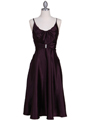 085 Purple Charmeuse Tea Length Dress - Purple, Front View Thumbnail