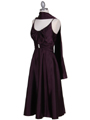 085 Purple Charmeuse Tea Length Dress - Purple, Alt View Thumbnail