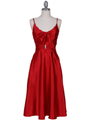 085 Red Charmeuse Tea Length Dress - Red, Front View Thumbnail