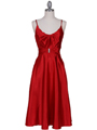085 Red Charmeuse Tea Length Dress - Red, Front View Thumbnail