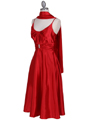 085 Red Charmeuse Tea Length Dress - Red, Alt View Thumbnail