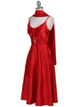 085 Red Charmeuse Tea Length Dress - Red, Alt View Thumbnail