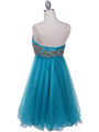 09365 Turquoise Strapless Cocktail Dress - Turquoise, Back View Thumbnail