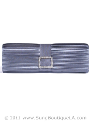 10000 Dark Grey Satin Evening Bag with Rhinestone Buckle, Dark Grey
