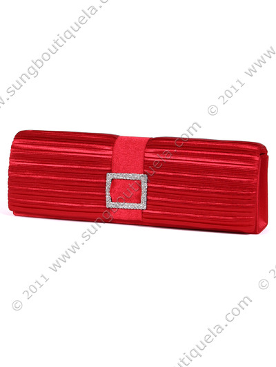 10000 Red Satin Evening Bag with Rhinestone Buckle - Red, Alt View Medium