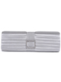 10000 Silver Satin Evening Bag with Rhinestone Buckle - Silver, Front View Thumbnail