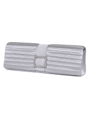 10000 Silver Satin Evening Bag with Rhinestone Buckle - Silver, Alt View Thumbnail