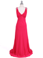 1018 Fuschia Chiffon Evening Dress - Fuschia, Front View Thumbnail
