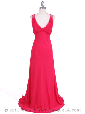 1018 Fuschia Chiffon Evening Dress, Fuschia