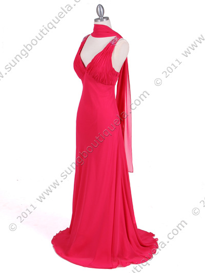 1018 Fuschia Chiffon Evening Dress - Fuschia, Alt View Medium