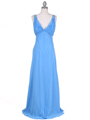 1018 Sky Blue Chiffon Evening Dress - Sky Blue, Front View Thumbnail